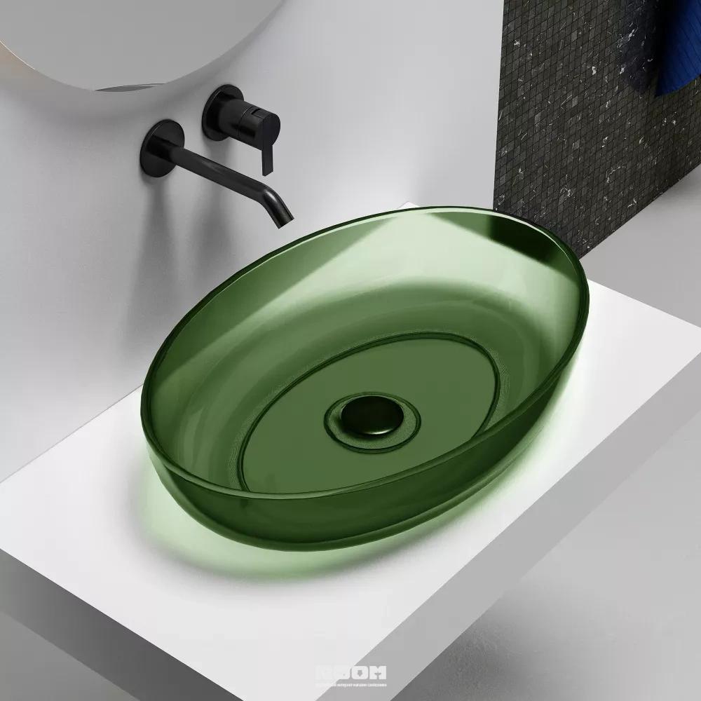 Раковина накладная прозрачная ABBER Kristall AT2801Emerald зеленая в  интернет магазине Santehnika-Room с доставкой и установкой - Москва