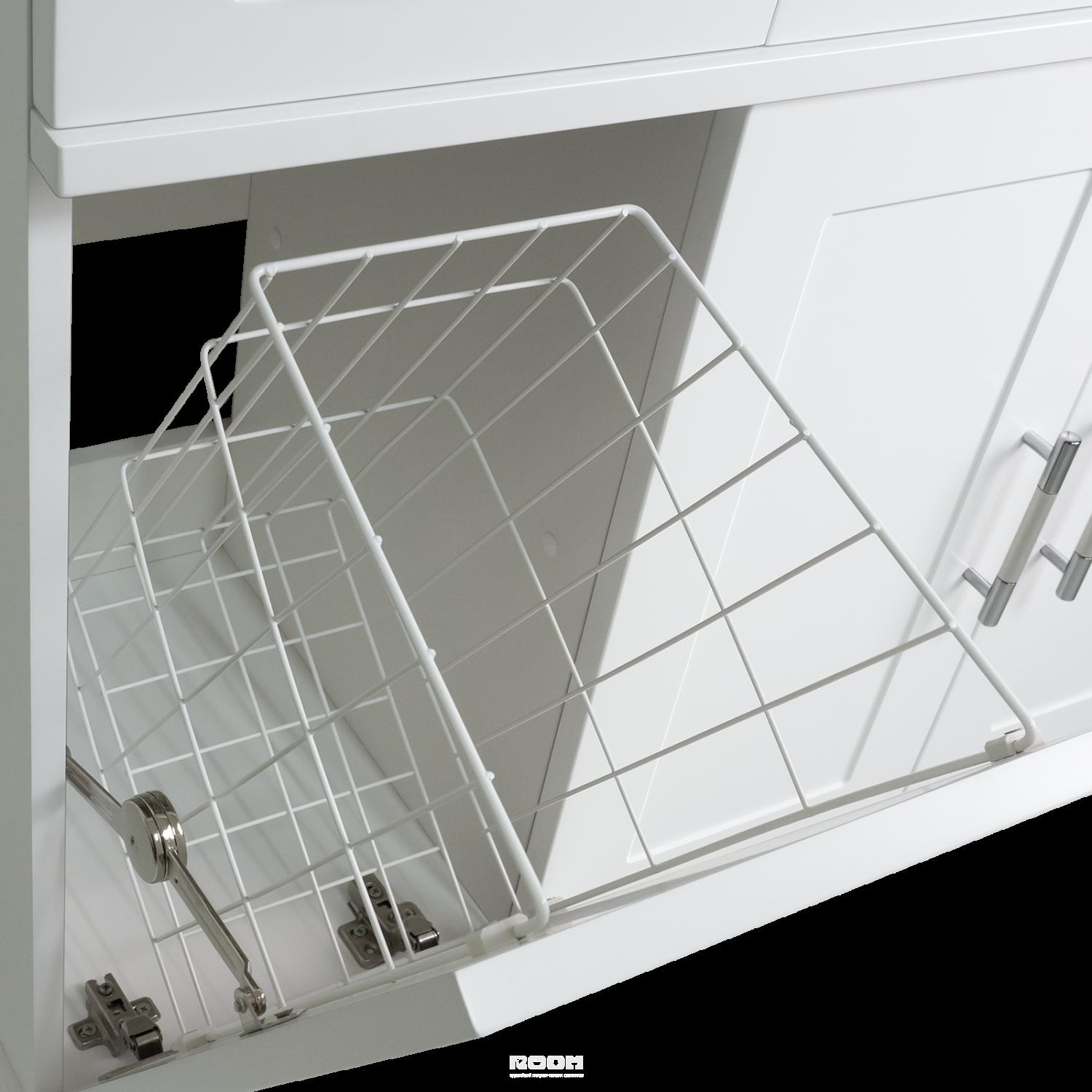 Шкаф над стиральной машиной с бельевой корзиной