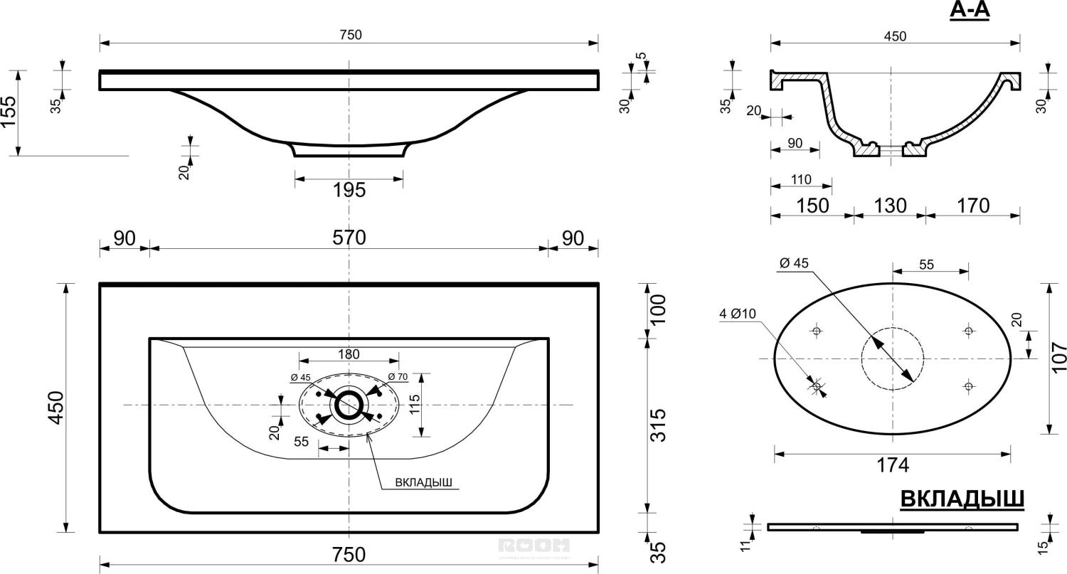 Ванна вид сверху чертеж