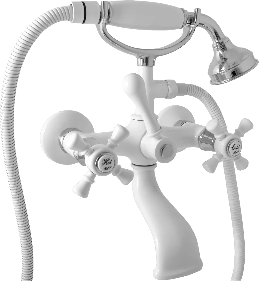 Смеситель для ванны с душем Rav Slezak Morava retro белый - хром  (MK359.5/2BC) в интернет магазине Santehnika-Room с доставкой и установкой  - Москва