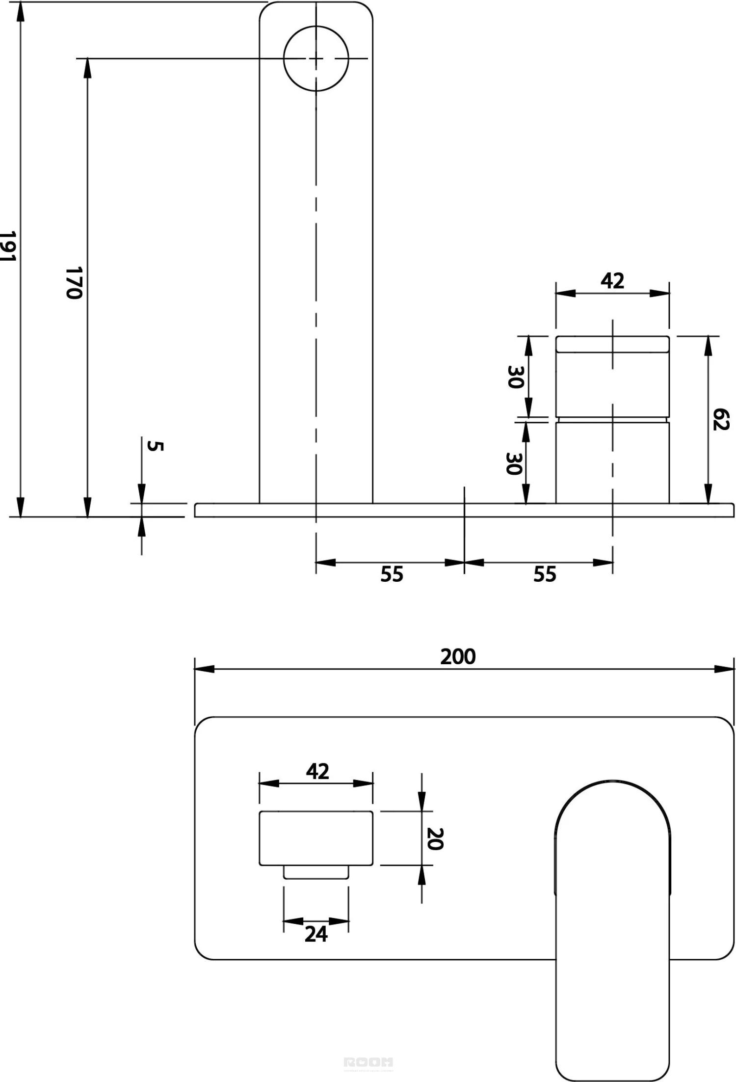 Смеситель для умывальника скрытого монтажа omnires baretti ba7815bl черный blm