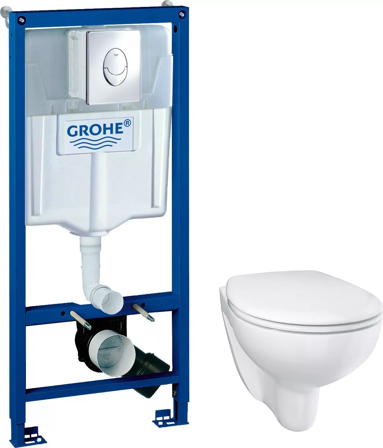 Комплект Инсталляция Grohe Rapid SL 3 в 1 с кнопкой хром + Унитаз Grohe Bau  Ceramic 38721001 / 39351000 с доставкой и установкой